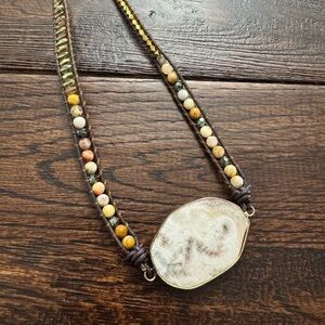 Cape Diablo Brown Gold Cream Multi-Bead Statement Necklace or Wrap Bracelet